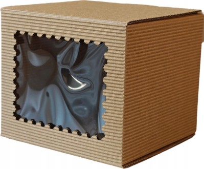Pudełka karbowane ZNACZEK POCZTOWY na kubek z okienkiem 10 sztuk