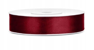 Wstążka tasiemka satynowa bordowa 12 mm x 25 m