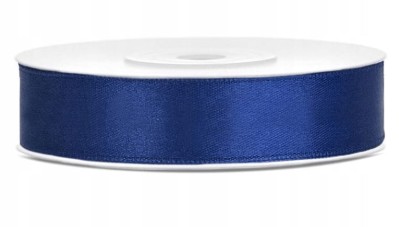Wstążka tasiemka satynowa granatowa 12 mm x 25 m