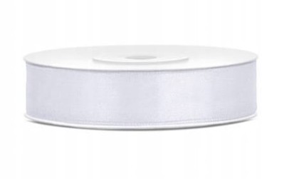 Wstążka tasiemka satynowa biała 12 mm x 25 m