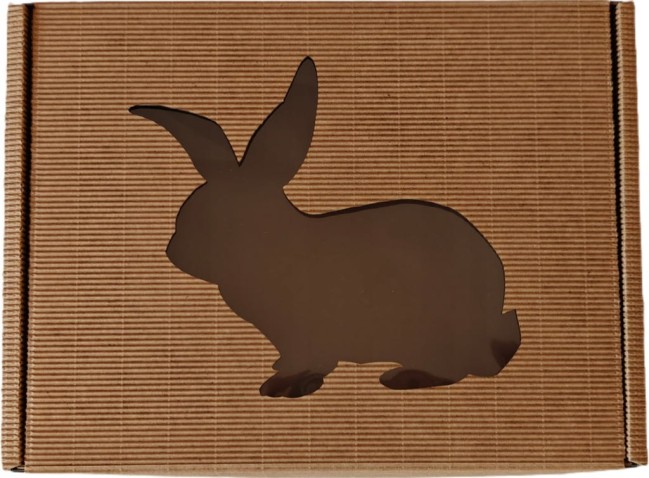 Pudełko WIELKANOCNE z okienkiem karbowane 250x200x70 ZAJĄCZEK WIELKANOCNY