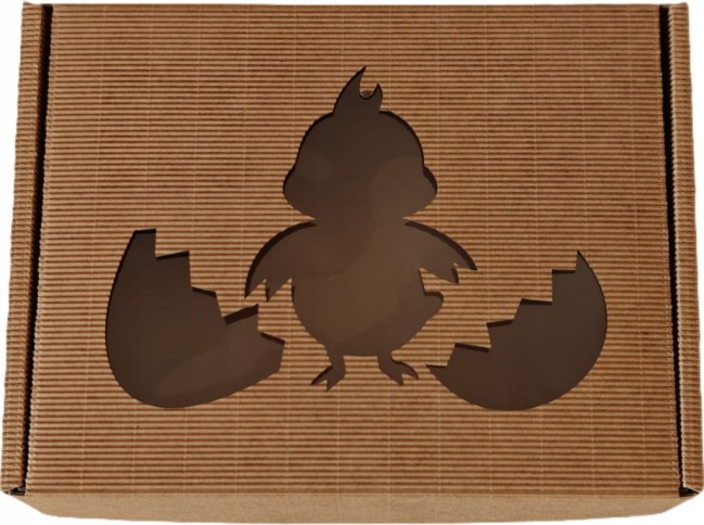 Pudełko WIELKANOCNE z okienkiem karbowane 250x200x70 KURCZAK WIELKANOCNY